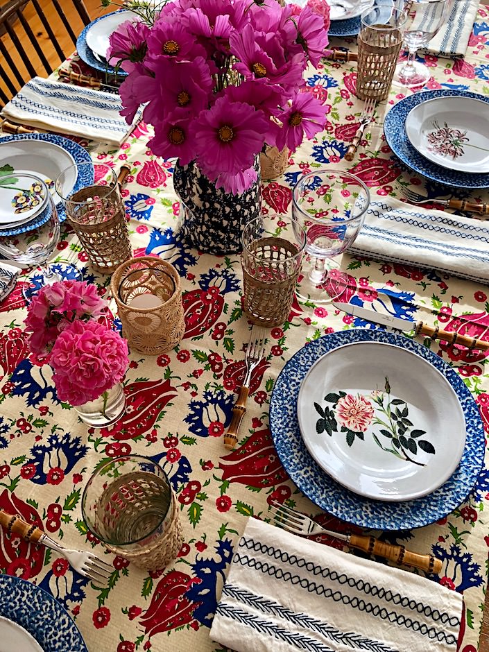 John Derian plates on Nantucket table via Quintessence-1