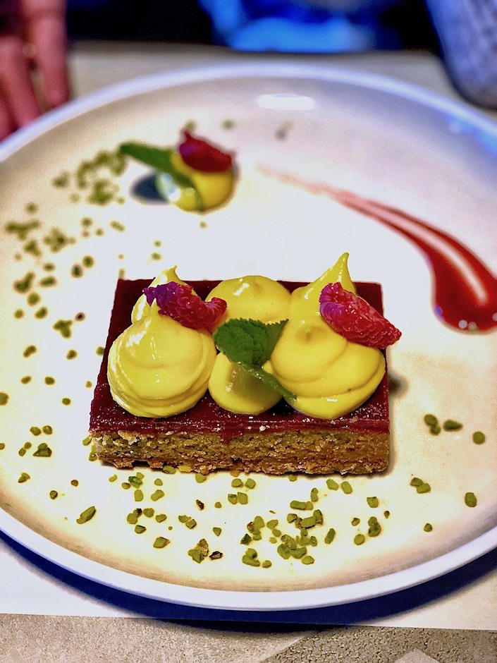 pistachio cake at San Patrignano restaurant