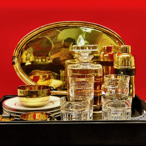 Ralph Lauren Home Wyatt Gold Serveware and Greenwich crystal