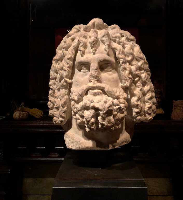 Roman 2nd century AD marble head of Serapis at Galerie Chenel