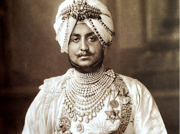 Maharaja Bhupinder Singh of Patiala in his pearl bib