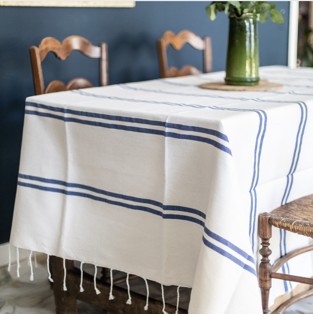 Lunch in Tangier Striped Tablecloth